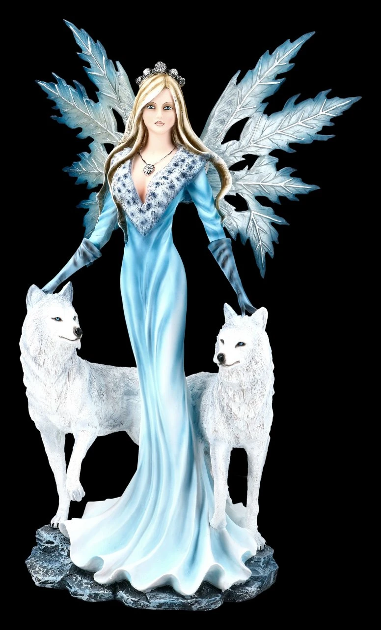 Große Elfen Figur - Kimama Mit Zwei Weißen Wölfen 4 Große Elfen Figur - Kimama Mit Zwei Weißen Wölfen – Bild 2