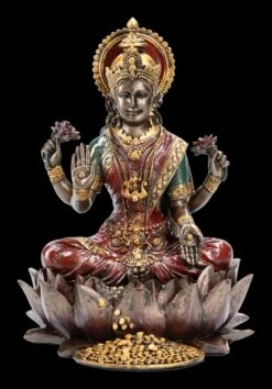 Lakshmi Figur Auf Lotusblüte Bronzefarben -Figurenmodell Geschäft 2D FS17616 Lakshmi Figur auf Lotusbluete bronzefarben 1 1280x1280