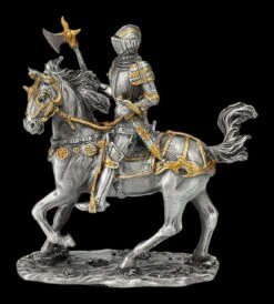 Zinn Ritter Figur Auf Pferd Mit Axt