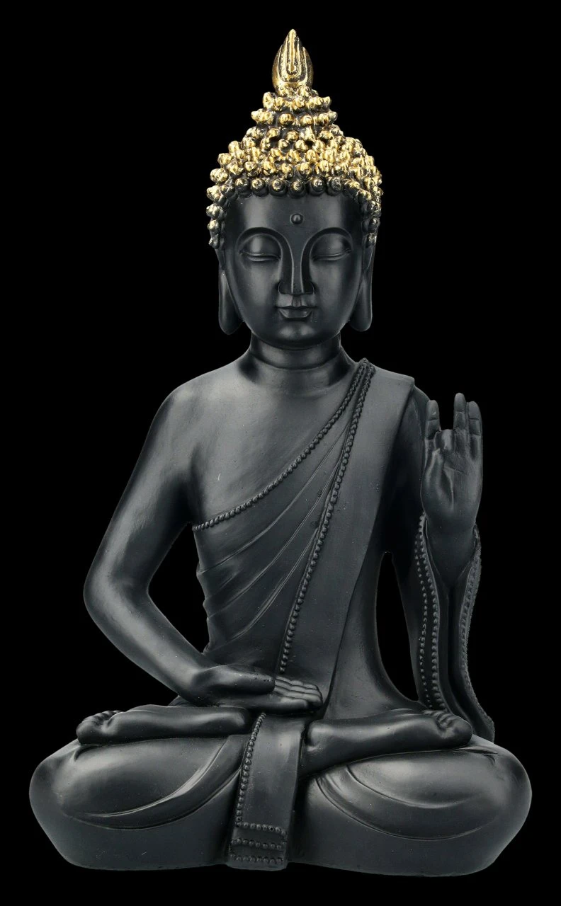 Schwarze Buddha Figur Mit Erhobener Hand 3 Schwarze Buddha Figur Mit Erhobener Hand