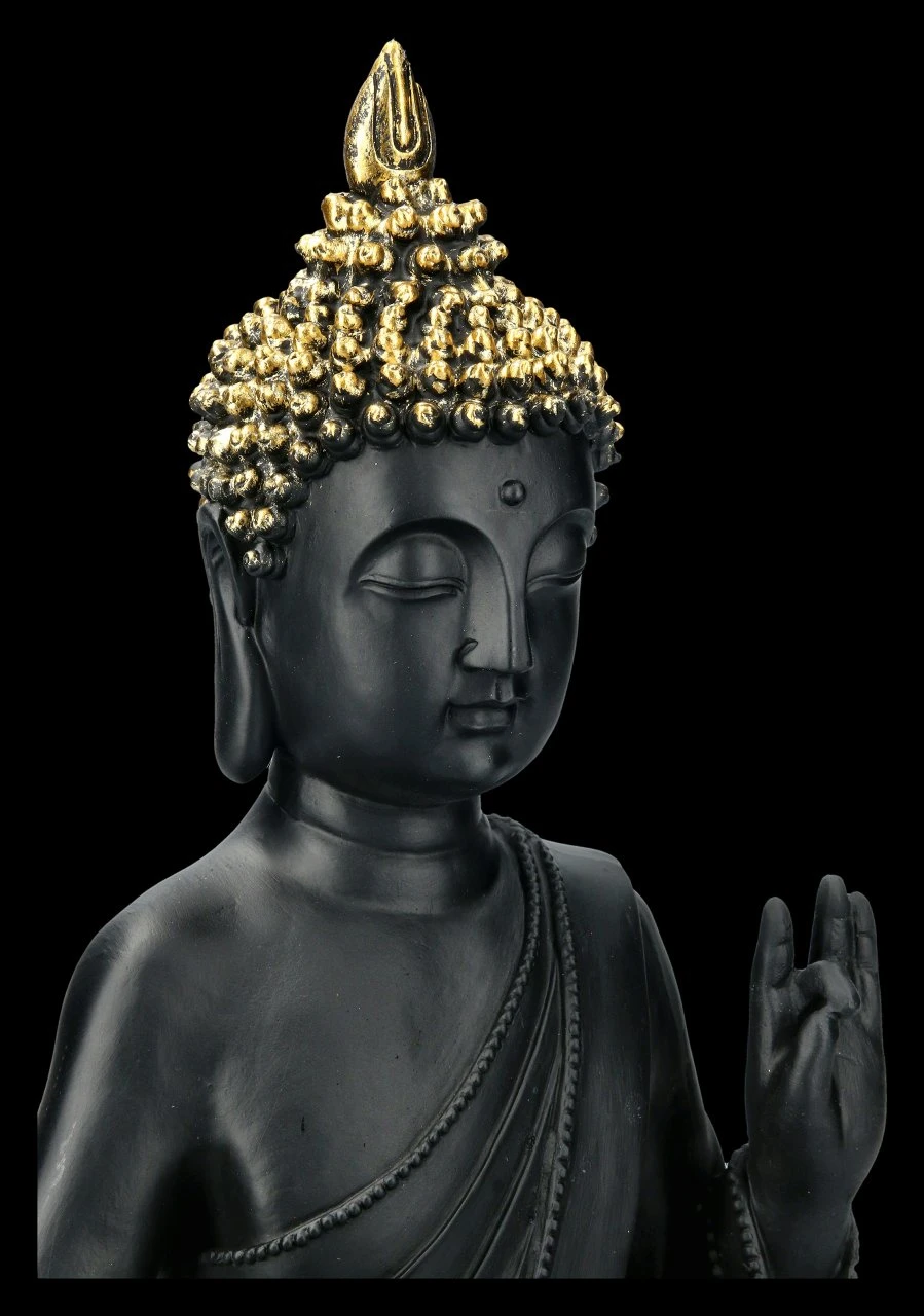 Schwarze Buddha Figur Mit Erhobener Hand 8 Schwarze Buddha Figur Mit Erhobener Hand – Bild 6