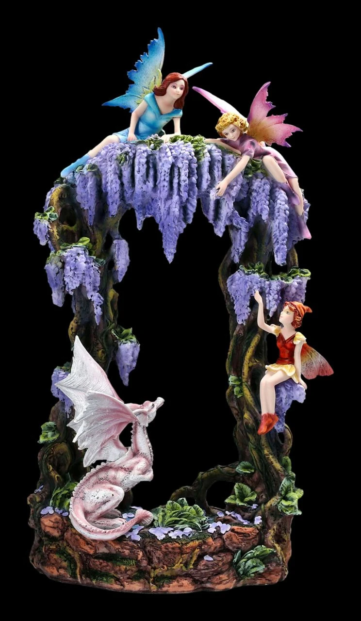 Elfen Figuren Mit Drache - Fantasy Paradies 3 Elfen Figuren Mit Drache - Fantasy Paradies