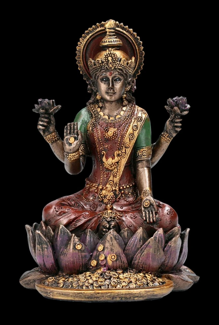Lakshmi Figur Auf Lotusblüte Klein 3 Lakshmi Figur Auf Lotusblüte Klein