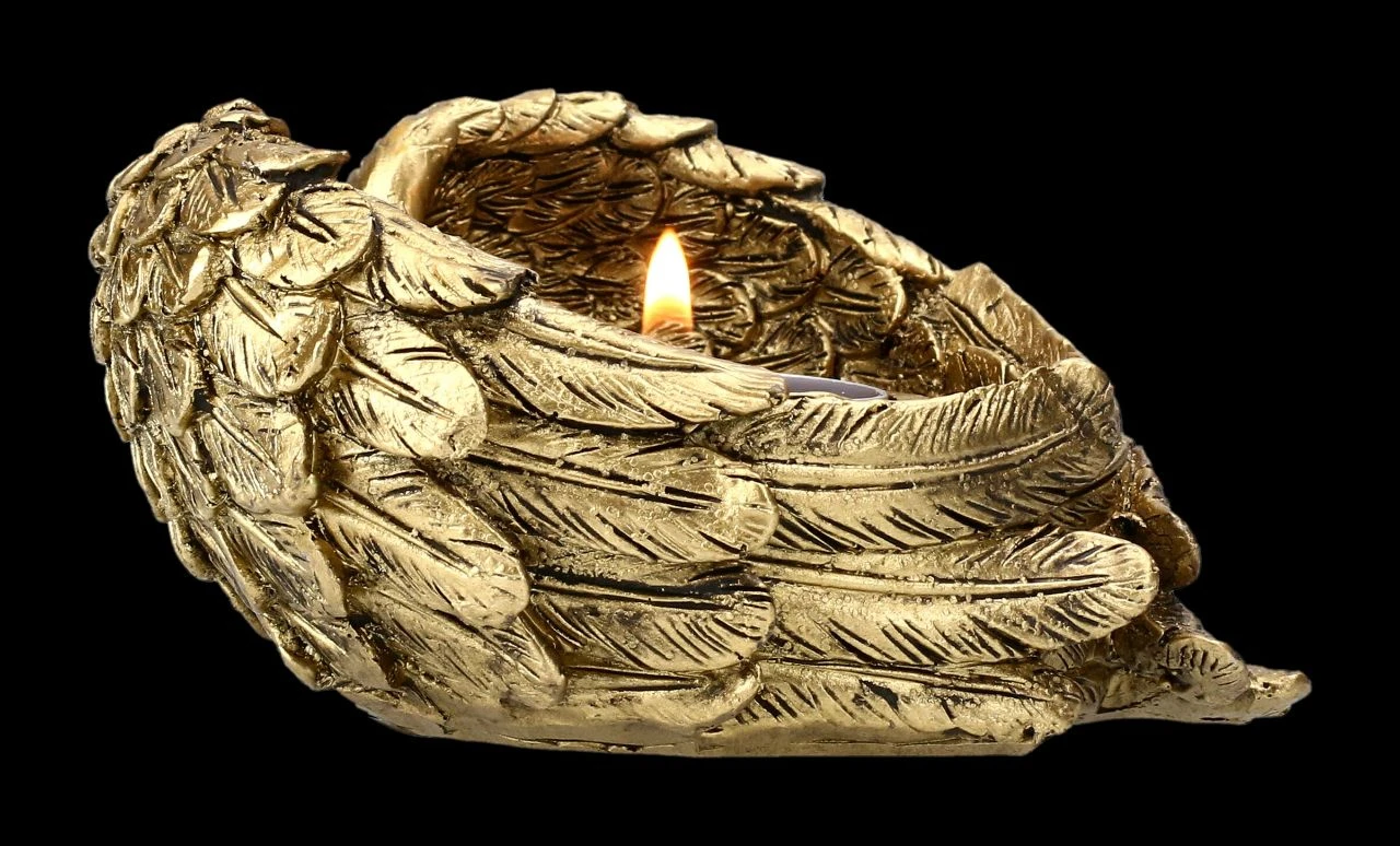 Teelichthalter - Engelsflügel Goldfarben 9 Teelichthalter - Engelsflügel Goldfarben – Bild 7