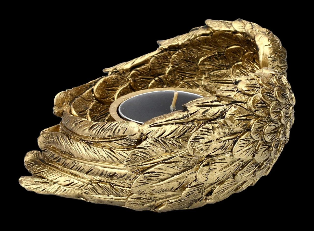 Teelichthalter - Engelsflügel Goldfarben 7 Teelichthalter - Engelsflügel Goldfarben – Bild 5