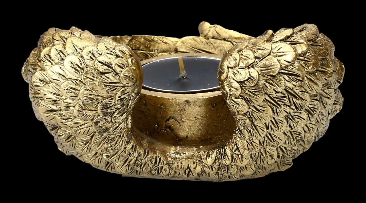 Teelichthalter - Engelsflügel Goldfarben 6 Teelichthalter - Engelsflügel Goldfarben – Bild 4