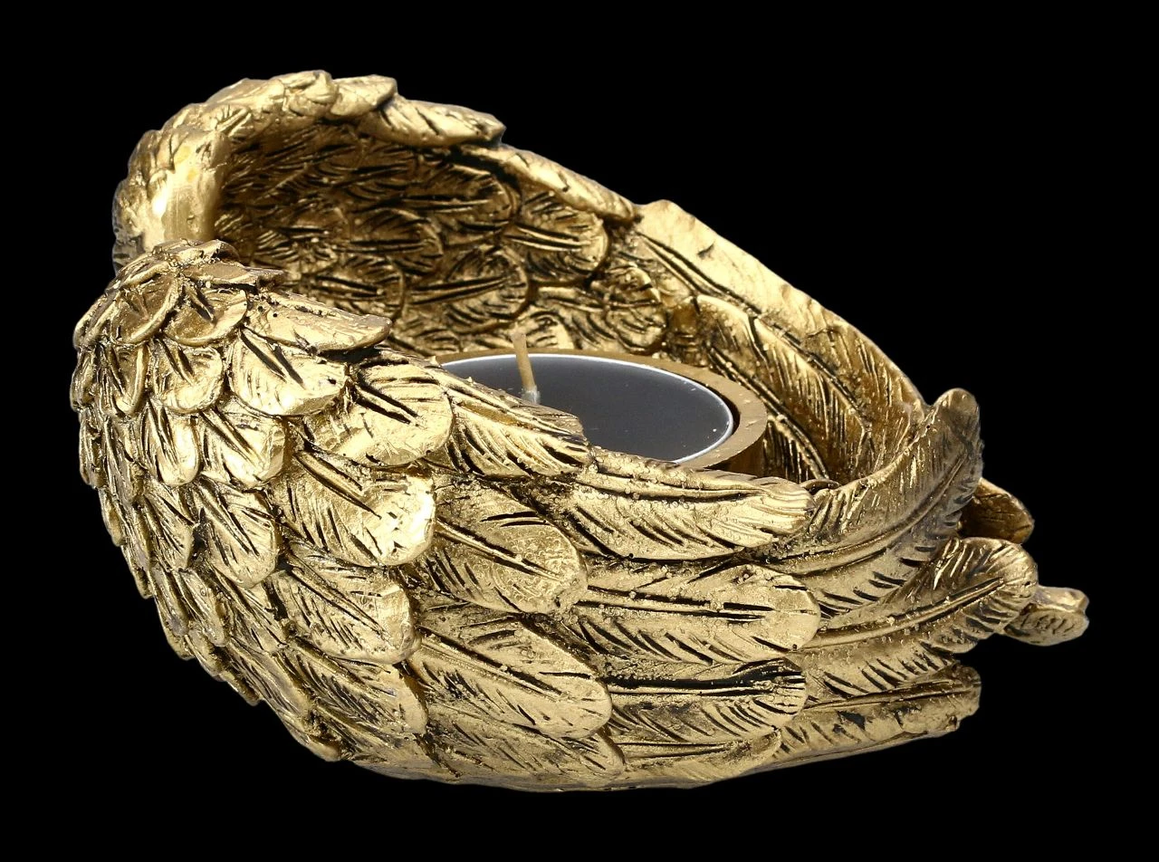 Teelichthalter - Engelsflügel Goldfarben 5 Teelichthalter - Engelsflügel Goldfarben – Bild 3