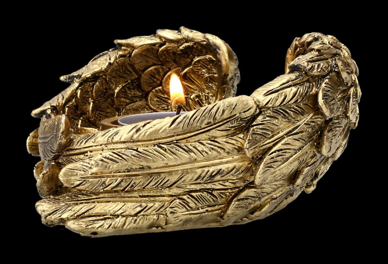 Teelichthalter - Engelsflügel Goldfarben 8 Teelichthalter - Engelsflügel Goldfarben – Bild 6