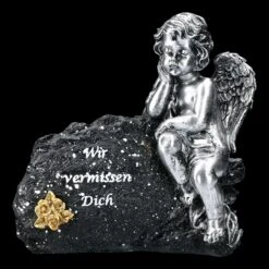 Grabengel Figur Silberfarben - Wir Vermissen Dich