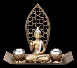 Buddha Figur - Meditations Set Mit Teelichthaltern