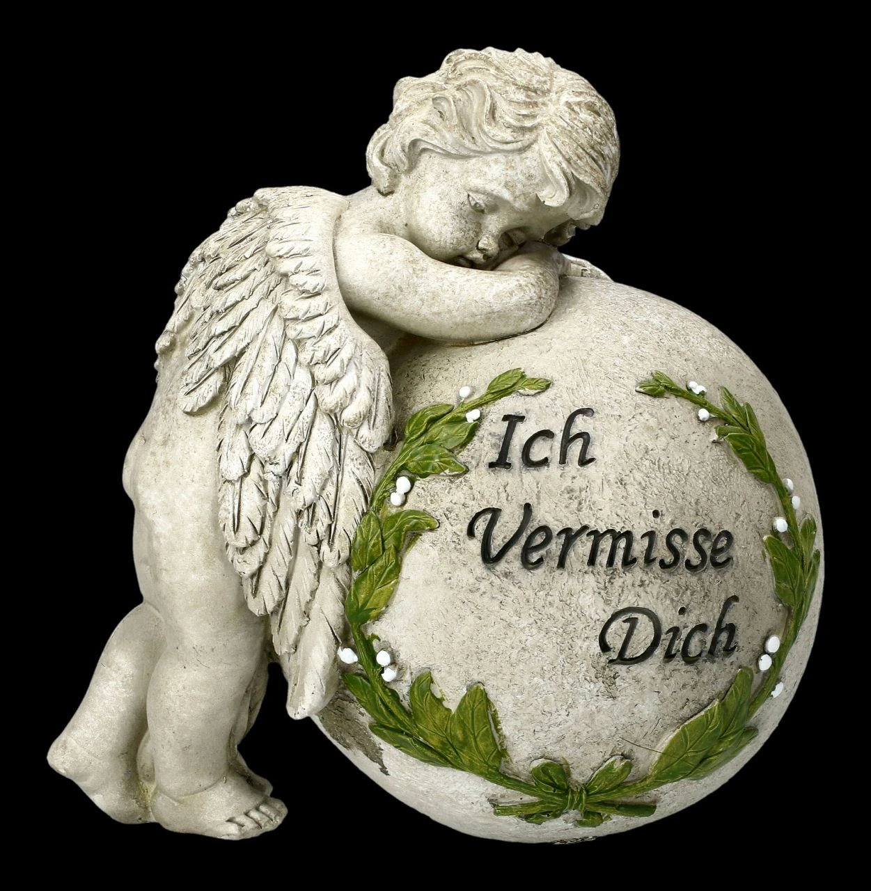 Grabengel Figur Mit Kugel - Ich Vermisse Dich 3 Grabengel Figur Mit Kugel - Ich Vermisse Dich