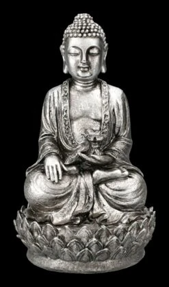 Buddha Figur Silberfarben Auf Lotus