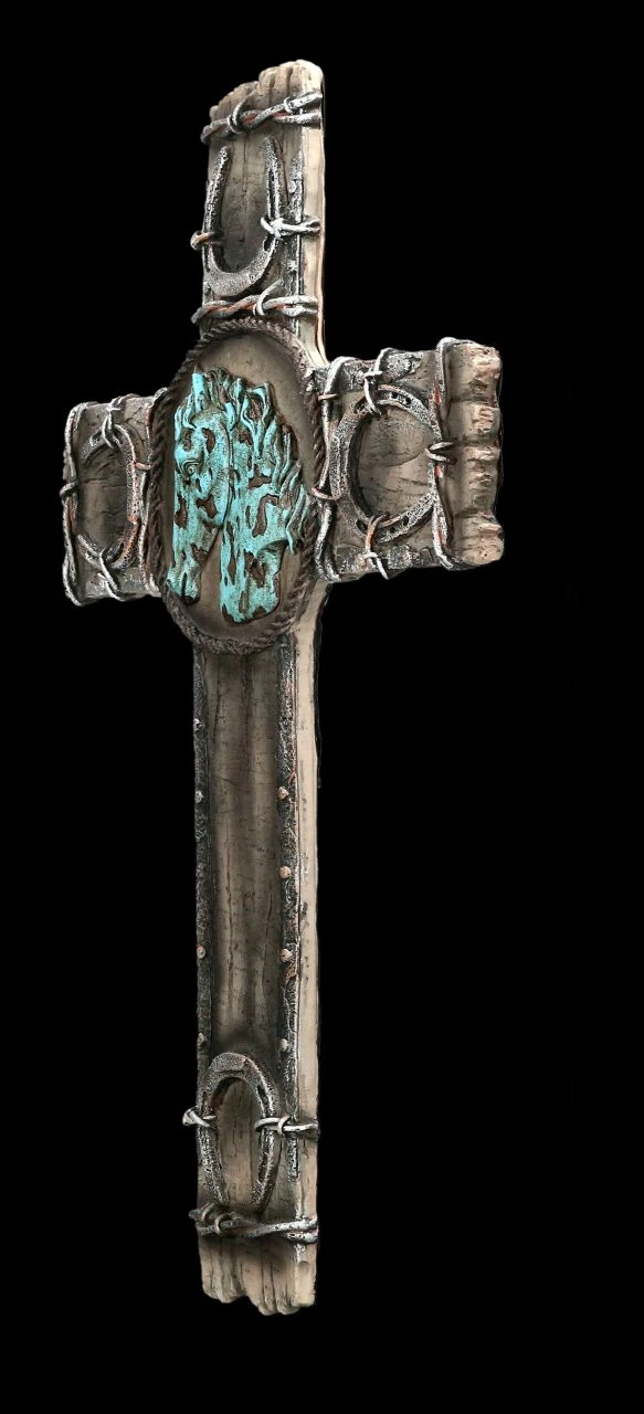 Western Kruzifix Mit Pferde Emblem 7 Western Kruzifix Mit Pferde Emblem – Bild 5