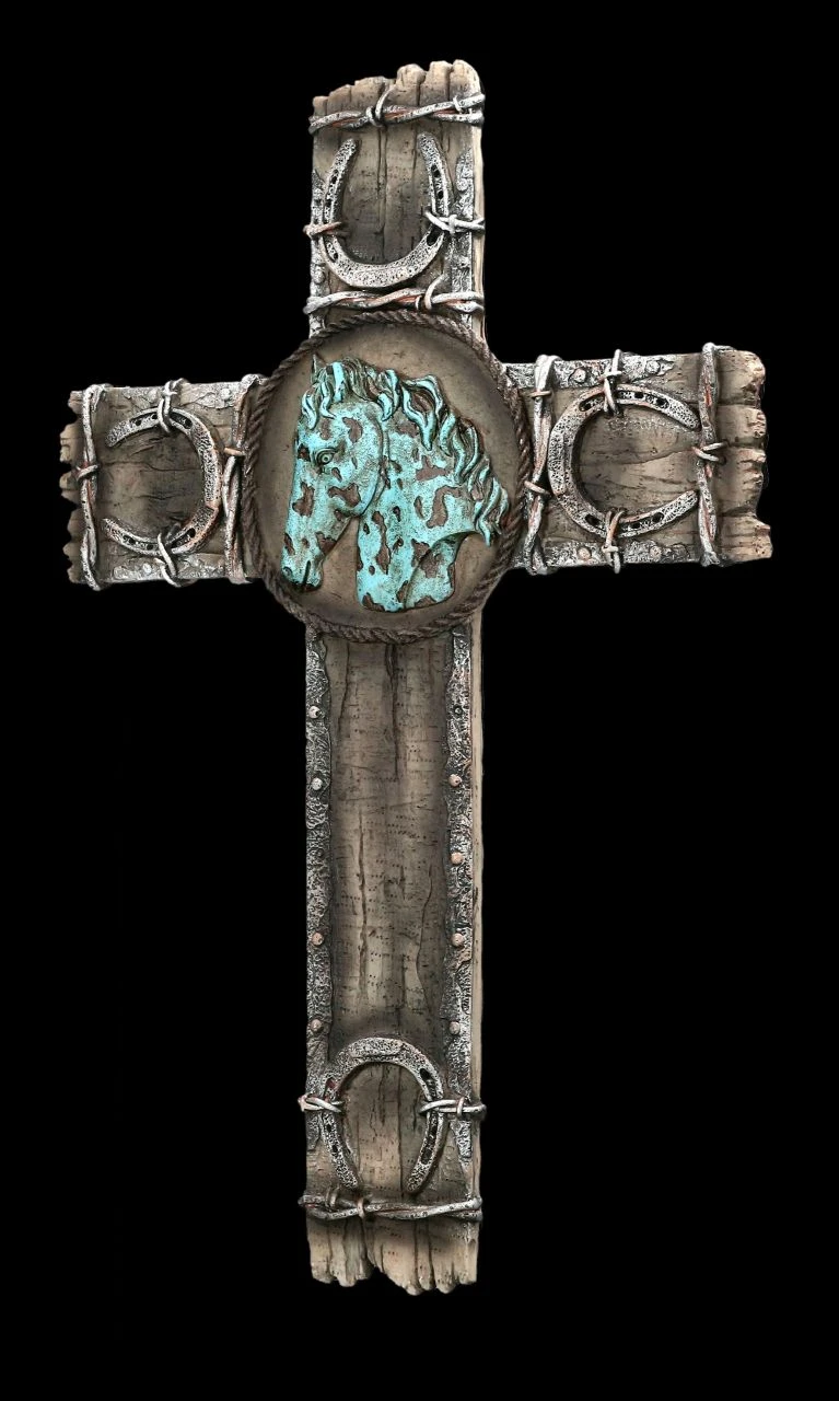 Western Kruzifix Mit Pferde Emblem 5 Western Kruzifix Mit Pferde Emblem – Bild 3