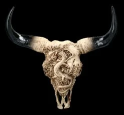 Wandrelief Stier Schädel - Drachenmotiv Groß