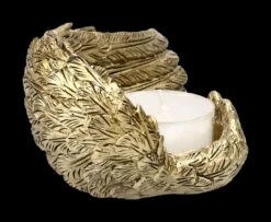 Teelichthalter - Goldener Engelsflügel Liegend -Figurenmodell Geschäft 2D FS23409 TeelichthalterGoldener Engelsflugel liegend 5 1280x1280