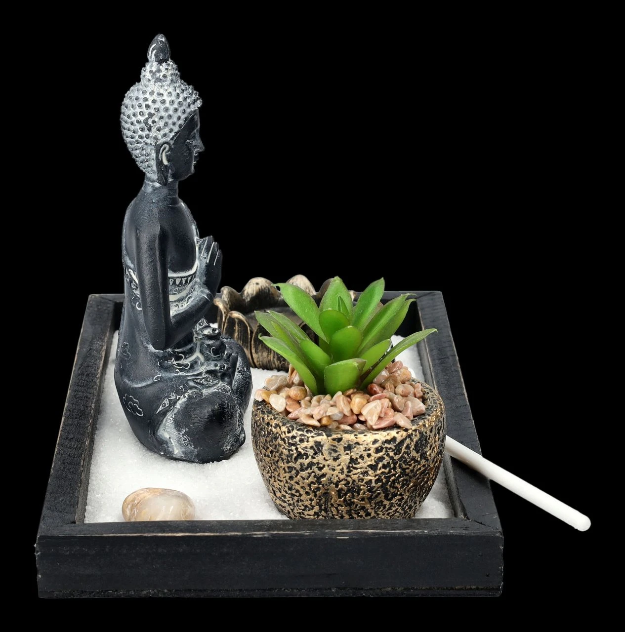 Buddha Figur Mit Zen Garten Schwarz-grau 7 Buddha Figur Mit Zen Garten Schwarz-grau – Bild 5