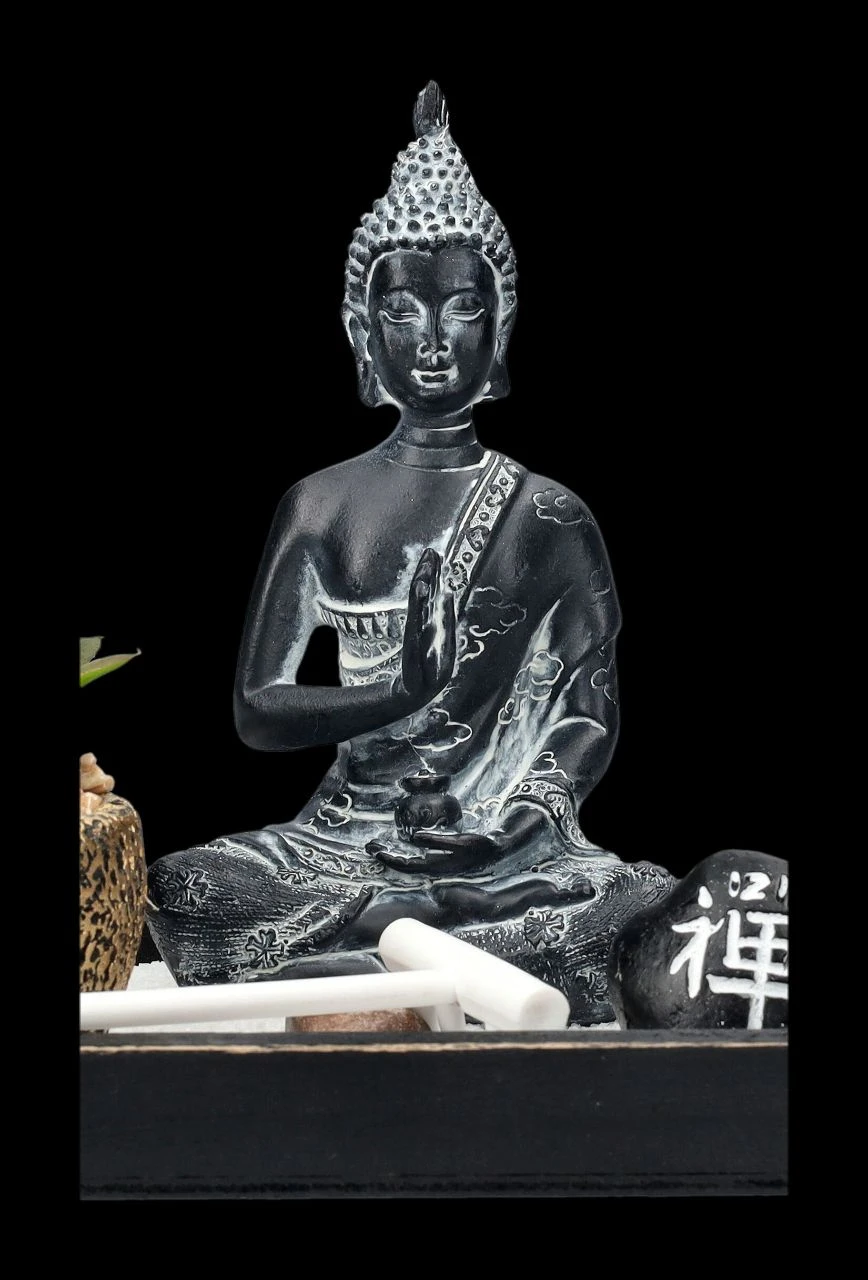 Buddha Figur Mit Zen Garten Schwarz-grau 9 Buddha Figur Mit Zen Garten Schwarz-grau – Bild 7