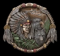 Wandrelief - Indianer Mit Wolf Und Adler