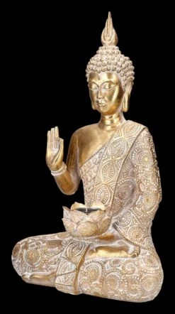 Buddha Teelichthalter - Verziert Goldfarben -Figurenmodell Geschäft 2D FS23994 Buddha Teelichthalter Verziert goldfarben 6 1280x1280