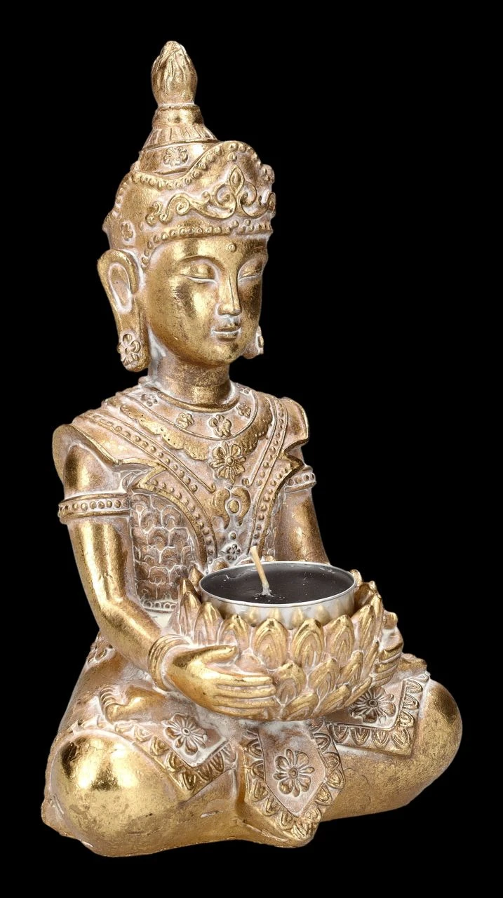Buddha Teelichthalter - Goldfarben Klein 4 Buddha Teelichthalter - Goldfarben Klein – Bild 2