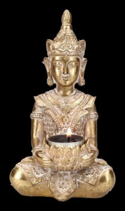 Buddha Teelichthalter - Goldfarben Klein
