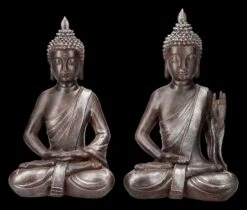Buddha Figuren 2er Set - Meditation Braun