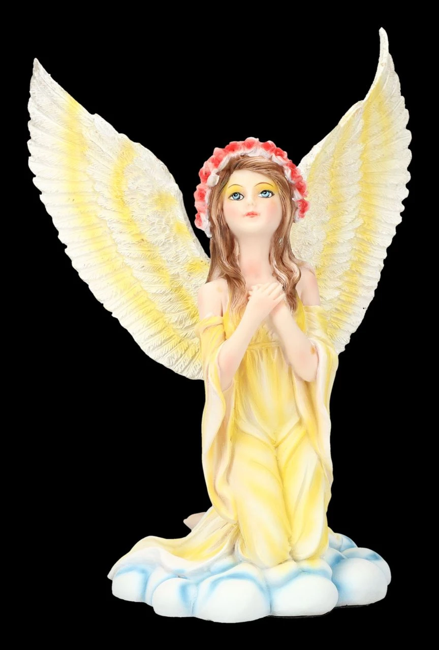 Engel Figur In Gelbem Kleid Betend 3 Engel Figur In Gelbem Kleid Betend