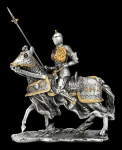Zinn Figur - Ritter Mit Pferd Und Erhobener Lanze
