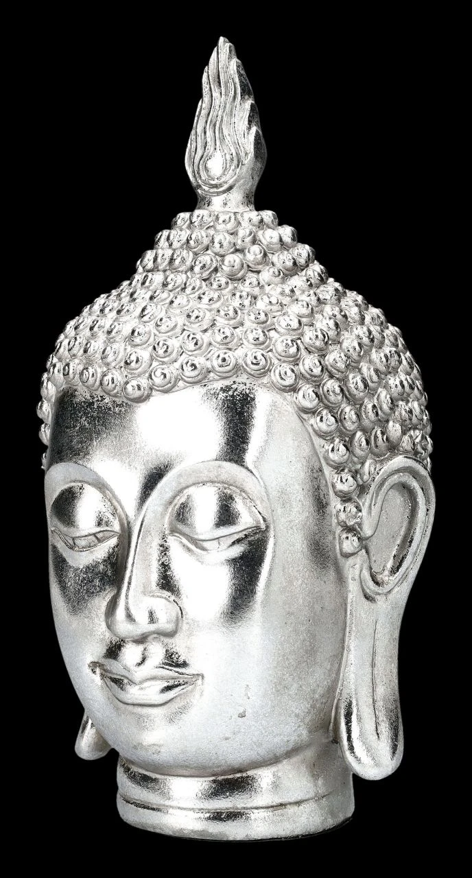 Buddha Kopf Dekofigur Silber 8 Buddha Kopf Dekofigur Silber – Bild 6