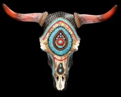 Wanddeko - Totenkopf Bison Mit Western Mosaik