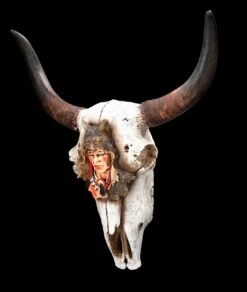 Wanddeko - Totenkopf Kuh Mit Indianer Relief -Figurenmodell Geschäft 2D FS24434 Wanddeko Totenkopf Kuh mit Indianer Relief 5 1280x1280