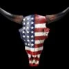 Wanddeko - Totenkopf Rind US Flagge -Figurenmodell Geschäft 2D FS24440 Wanddeko Totenkopf Rind US Flagge 2 1280x1280