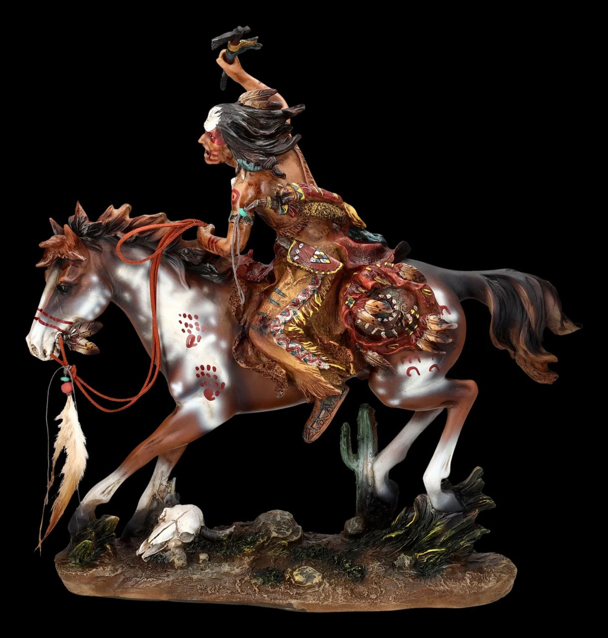 Indianer Figur - Reitend Mit Tomahawk Groß 3 Indianer Figur - Reitend Mit Tomahawk Groß