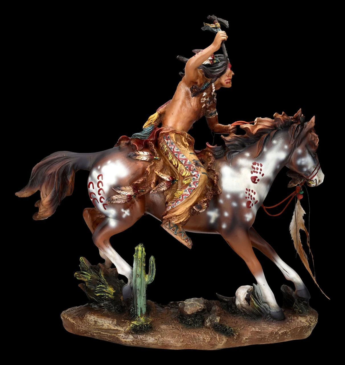 Indianer Figur - Reitend Mit Tomahawk Groß 6 Indianer Figur - Reitend Mit Tomahawk Groß – Bild 4