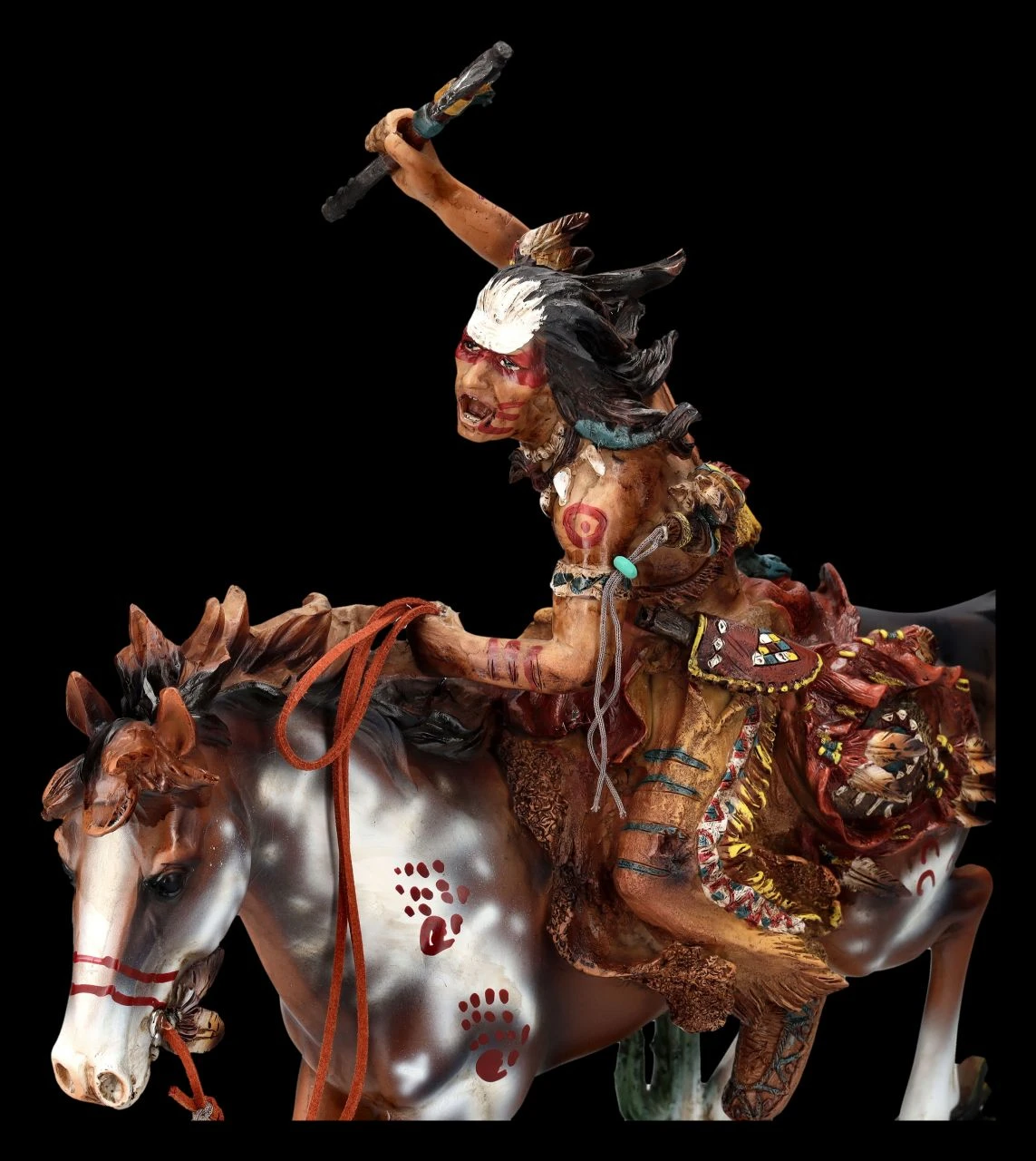 Indianer Figur - Reitend Mit Tomahawk Groß 9 Indianer Figur - Reitend Mit Tomahawk Groß – Bild 7