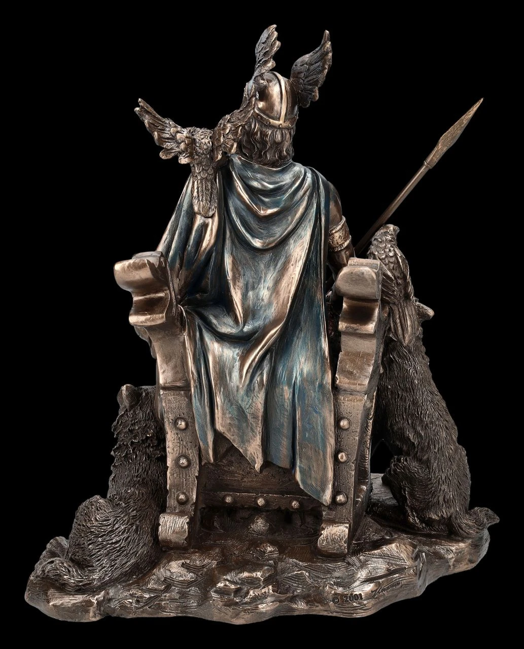 Odin Figur Mit Wölfen Und Rabe Auf Thron 6 Odin Figur Mit Wölfen Und Rabe Auf Thron – Bild 4