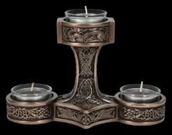 Teelichthalter - Thor's Hammer Mjolnir Bronziert -Figurenmodell Geschäft 2D FS24821 Teelichthalter Thors Hammer bronziert 1 1280x1280