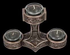 Teelichthalter - Thor's Hammer Mjolnir Bronziert -Figurenmodell Geschäft 2D FS24821 Teelichthalter Thors Hammer bronziert 7 1280x1280