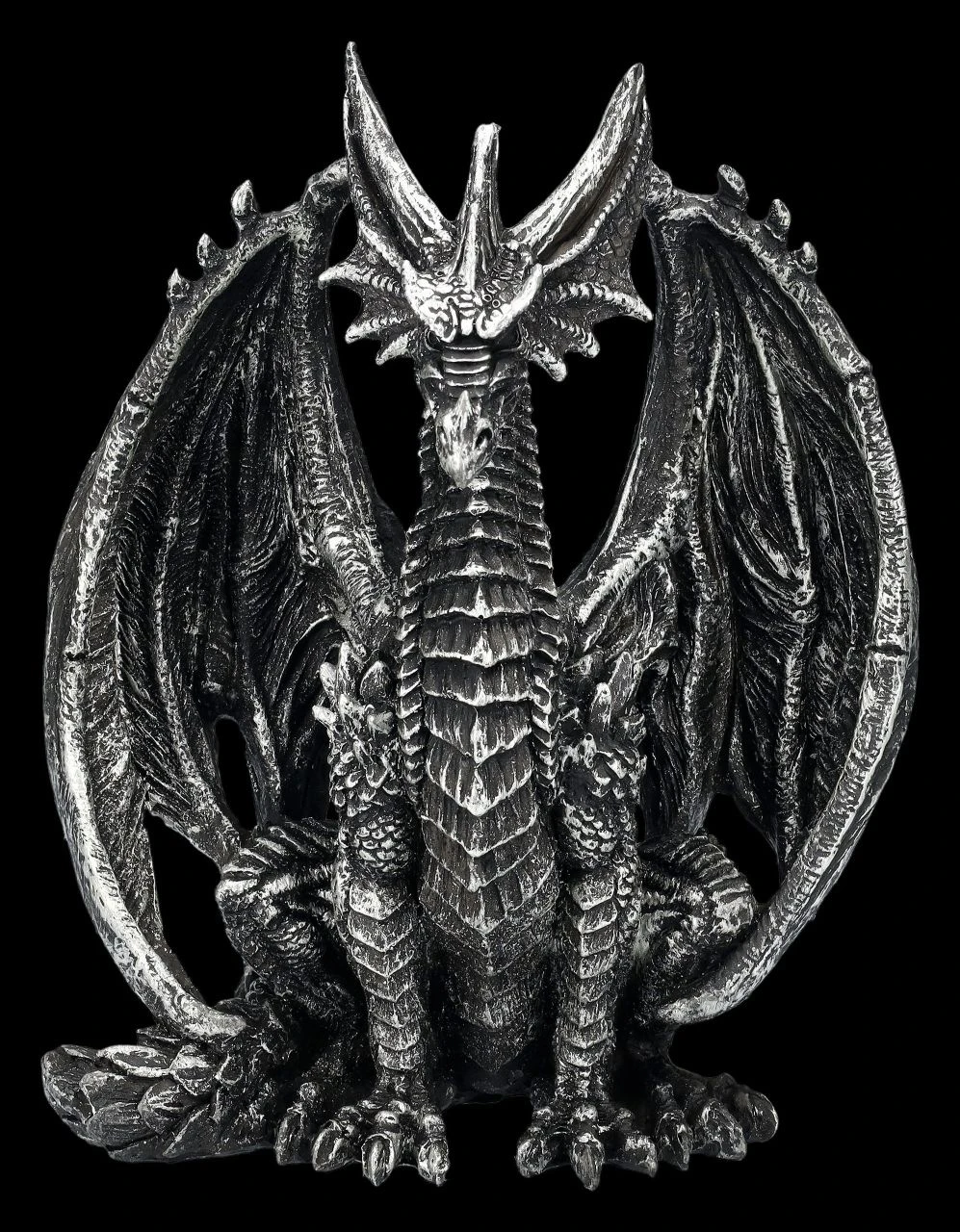 Drachen Figur - Wächter Silberfarben 3 Drachen Figur - Wächter Silberfarben
