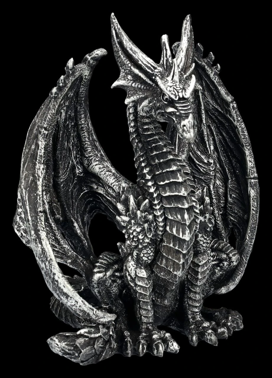Drachen Figur - Wächter Silberfarben 4 Drachen Figur - Wächter Silberfarben – Bild 2
