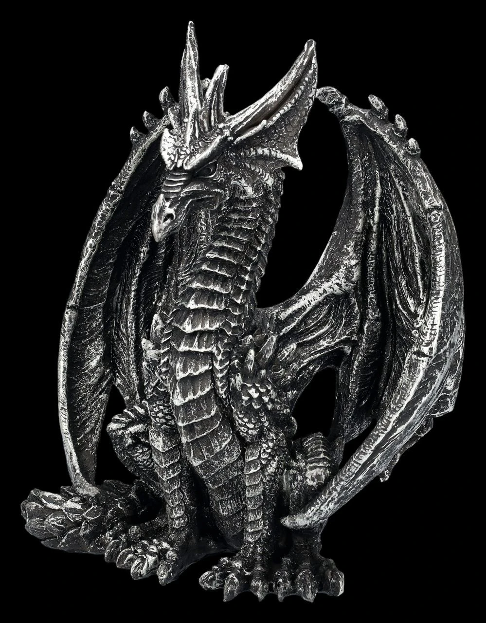 Drachen Figur - Wächter Silberfarben 5 Drachen Figur - Wächter Silberfarben – Bild 3