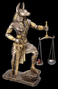 Anubis Figur Mit Waage Fällt Urteil Bronzefarben