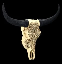 Wandrelief - Rinderschädel Mit Verzierungen -Figurenmodell Geschäft 2D FS25250 Wandrelief Rindersch del mit Verzierungen 6 1280x1280