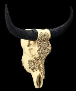 Wandrelief - Rinderschädel Mit Verzierungen -Figurenmodell Geschäft 2D FS25250 Wandrelief Rindersch del mit Verzierungen 7 1280x1280