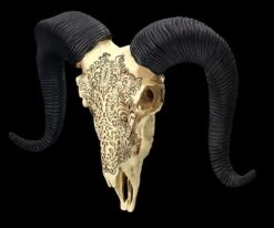 Wandrelief - Widderschädel Mit Verzierungen Mittel -Figurenmodell Geschäft 2D FS25252 Wandrelief Widdersch del mit Verzierungen klein 5 1280x1280