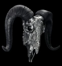 Wandrelief - Widderschädel Mit Verzierungen Groß Silber -Figurenmodell Geschäft 2D FS25254 Wandrelief Widdersch del mit Verzierungen gross silber 8 1280x1280