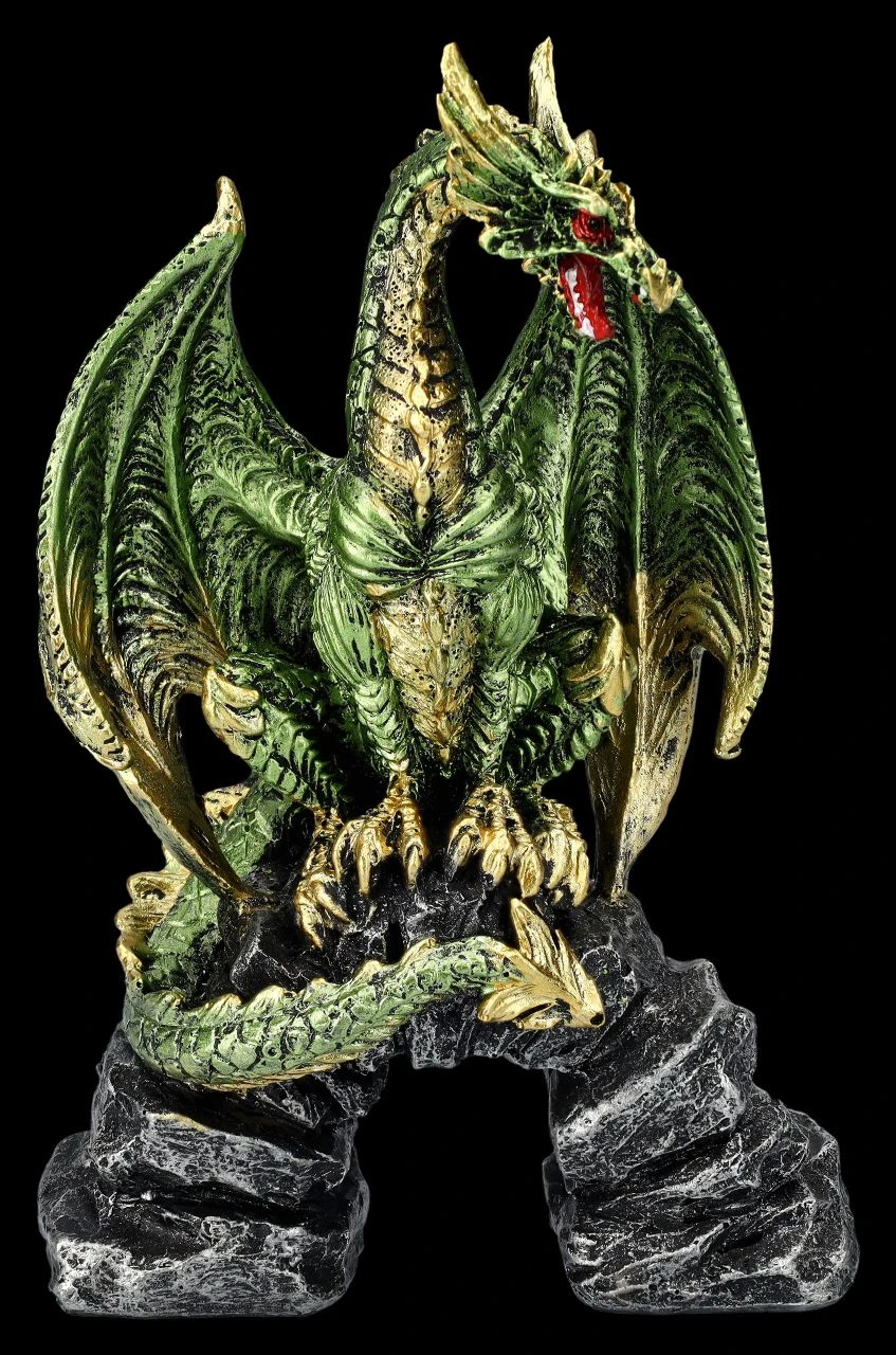 Drachenfigur Grün Auf Brücke - Haranu 3 Drachenfigur Grün Auf Brücke - Haranu