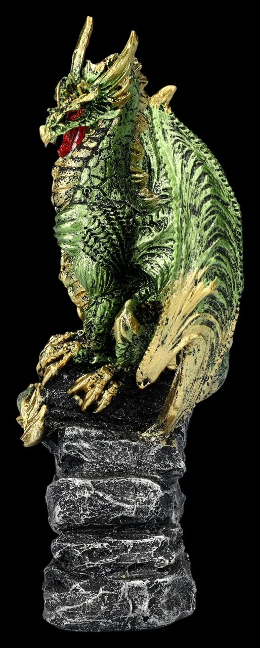 Drachenfigur Grün Auf Brücke - Haranu 5 Drachenfigur Grün Auf Brücke - Haranu – Bild 3