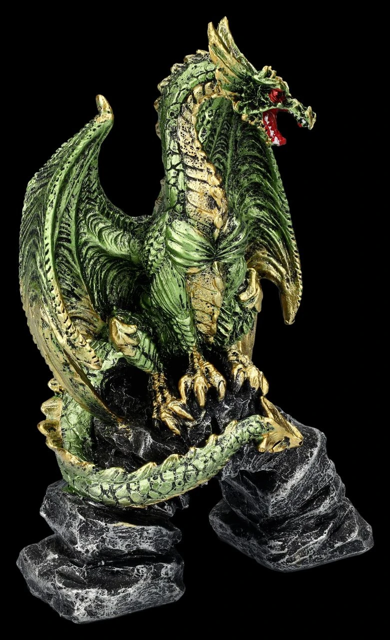 Drachenfigur Grün Auf Brücke - Haranu 4 Drachenfigur Grün Auf Brücke - Haranu – Bild 2